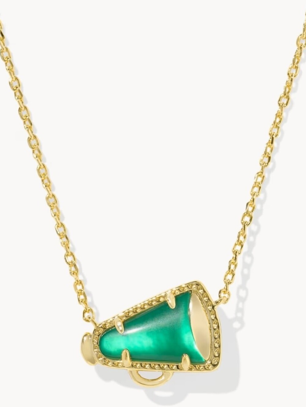 Kendra Scott Cheer Gold Short Green Pendant Necklace